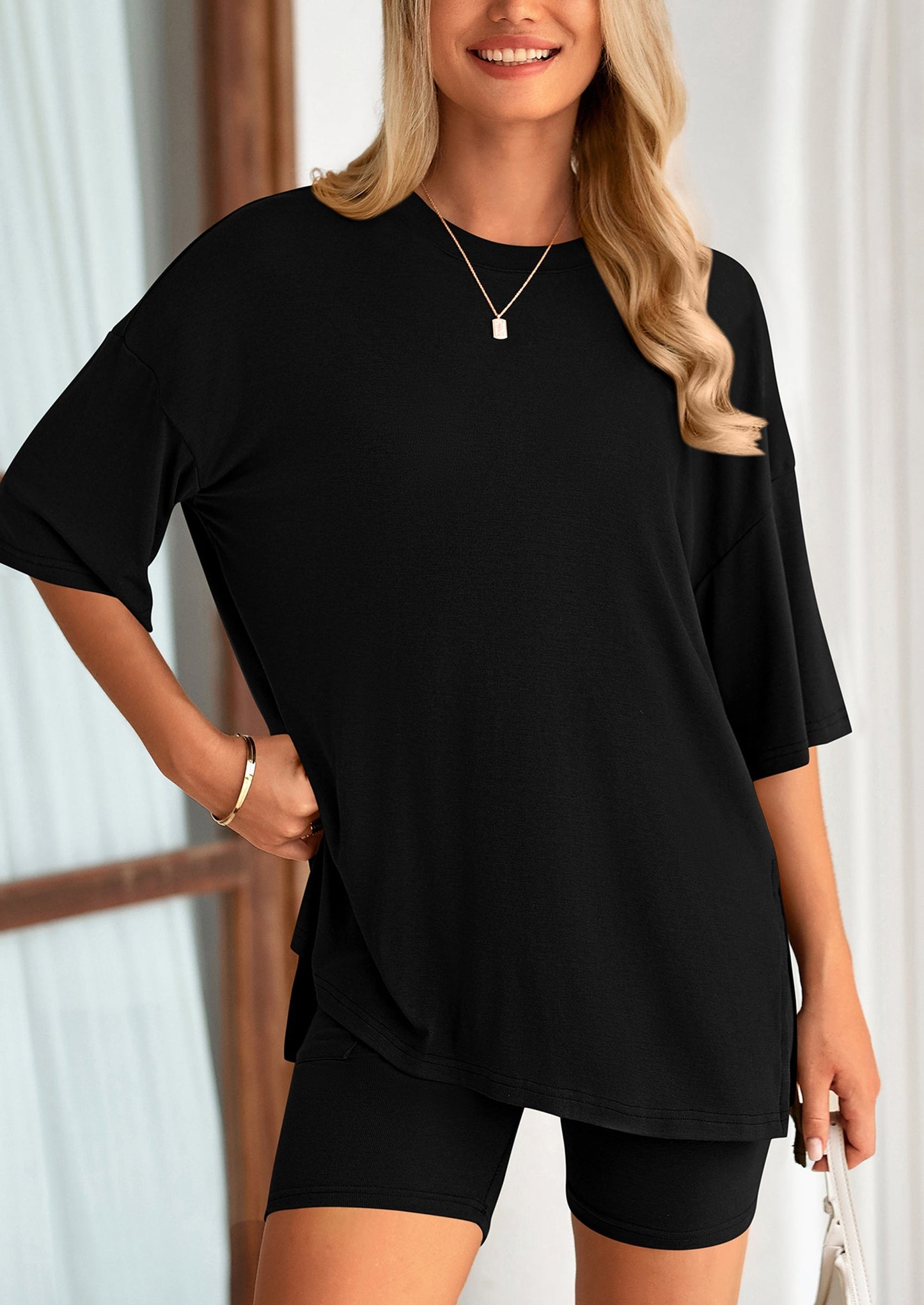 Summer set™: oversized shirt & biker shorts