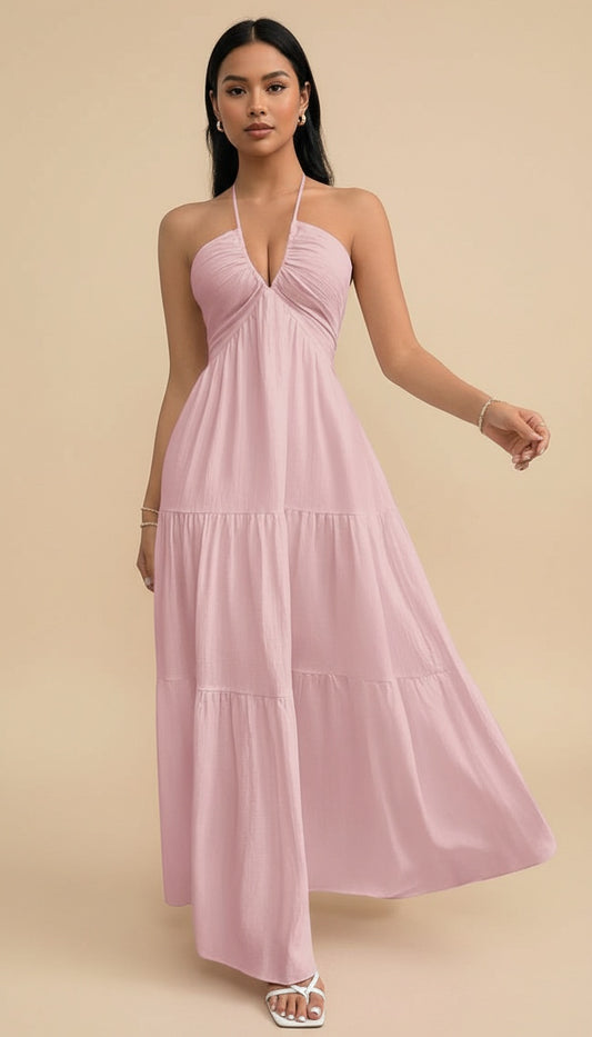 Summer Dress™: halter neckline & flowy maxi skirt