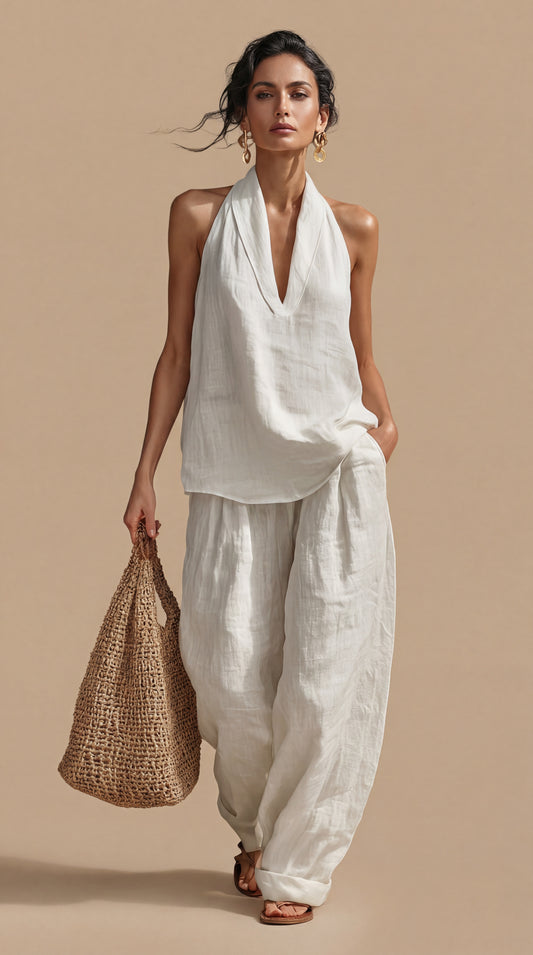 Linen Set™: halter top & wide-leg pants